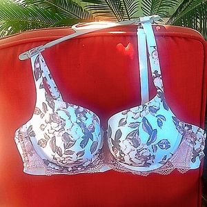 Cacique Bra White /Pink Floral print